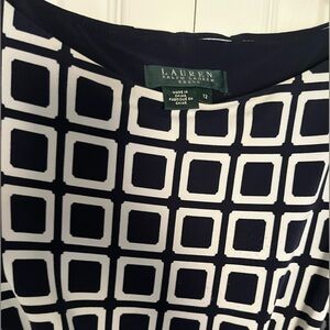 Lauren Ralph Lauren Black and White Square Pattern Dress